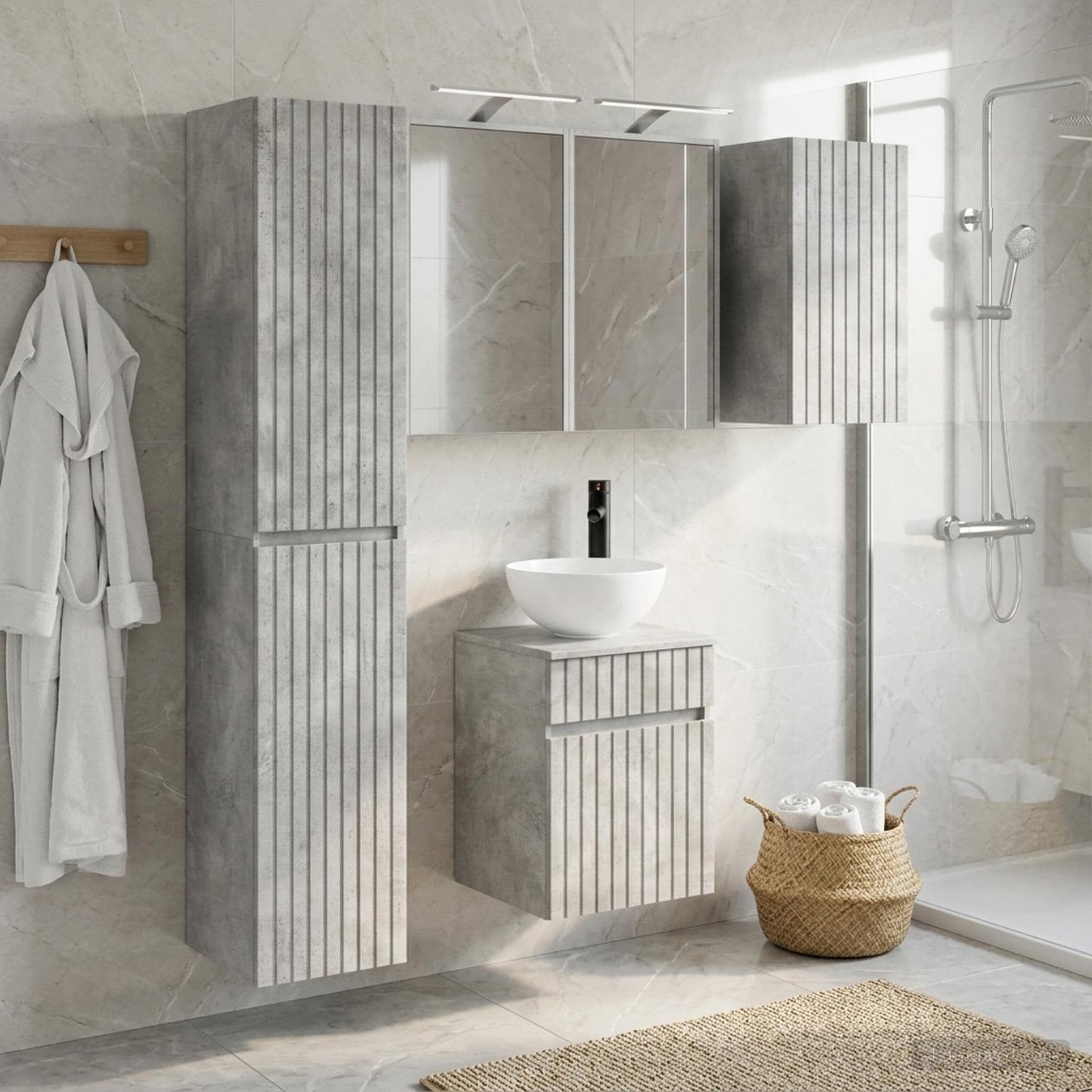 Bathroom Cabinet Set 5 pcs Concrete Grey Engineered Wood