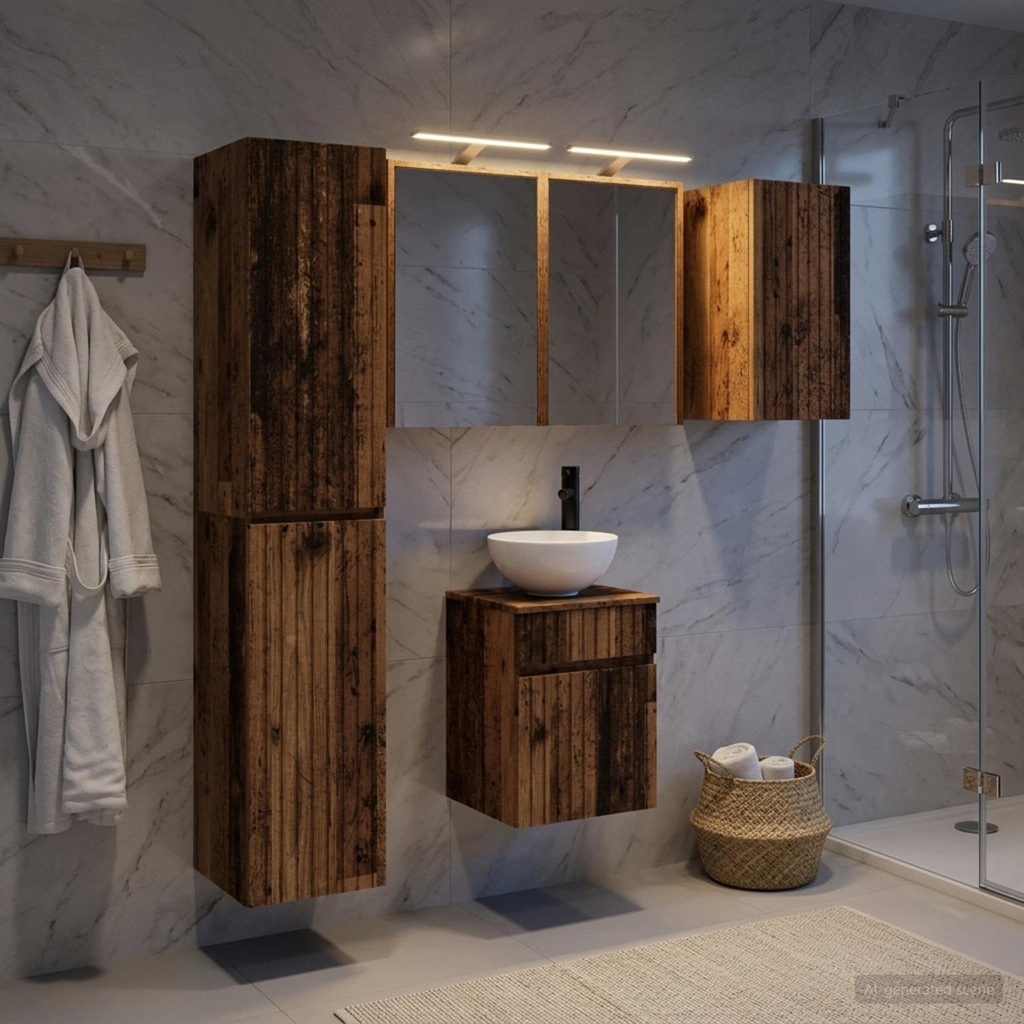 Bathroom Cabinet Set 5 pcs Old Wood Engineered Wood