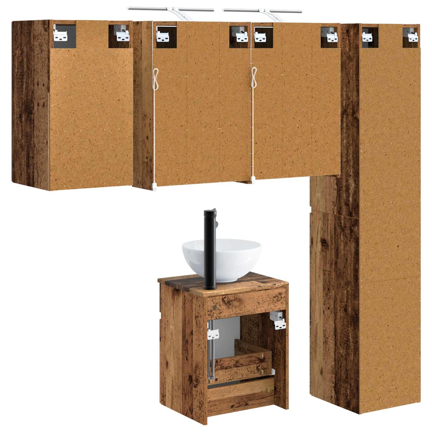 Bathroom Cabinet Set 5 pcs Old Wood Engineered Wood