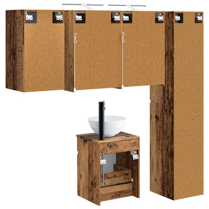 Bathroom Cabinet Set 5 pcs Old Wood Engineered Wood