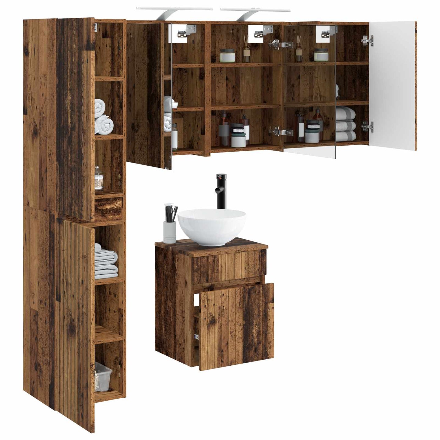 Bathroom Cabinet Set 5 pcs Old Wood Engineered Wood