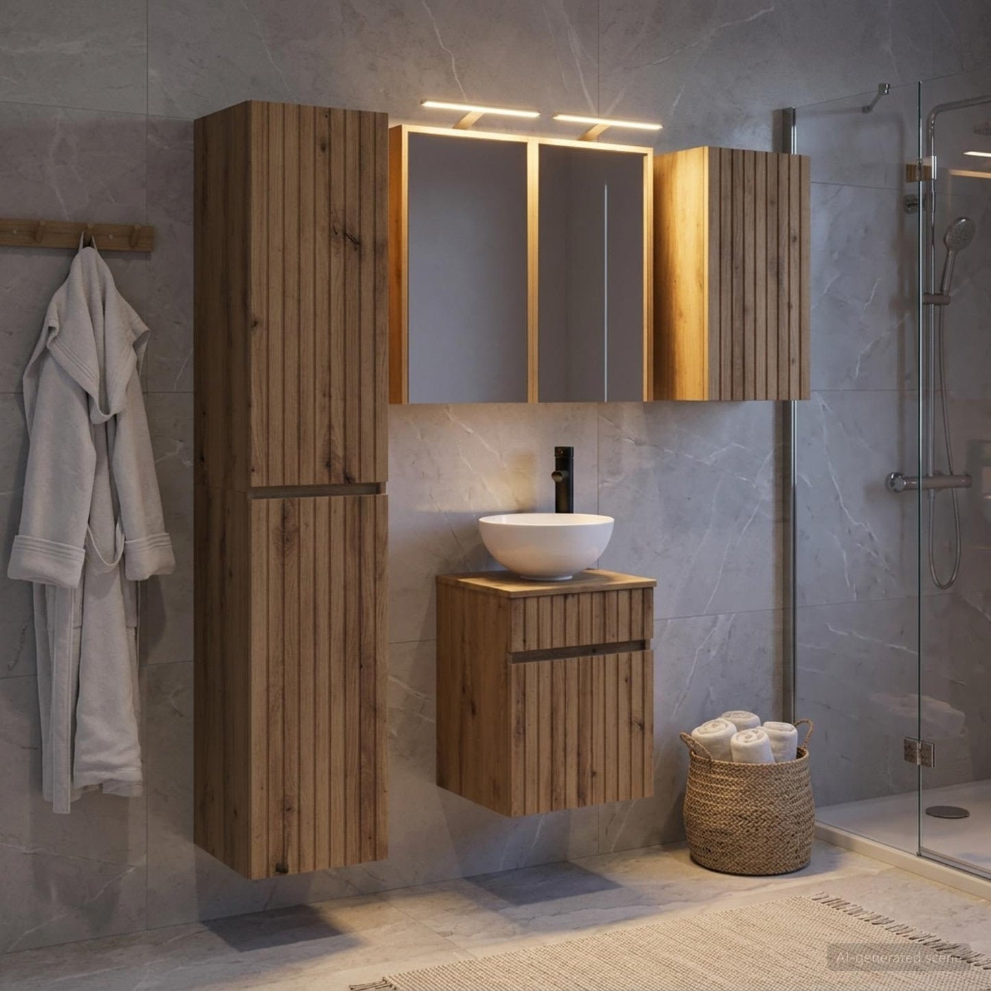 Bathroom Cabinet Set 5 pcs Artisan Oak Engineered Wood