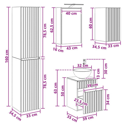 Bathroom Cabinet Set 5 pcs Artisan Oak 43 x 16 x 62.5 cm