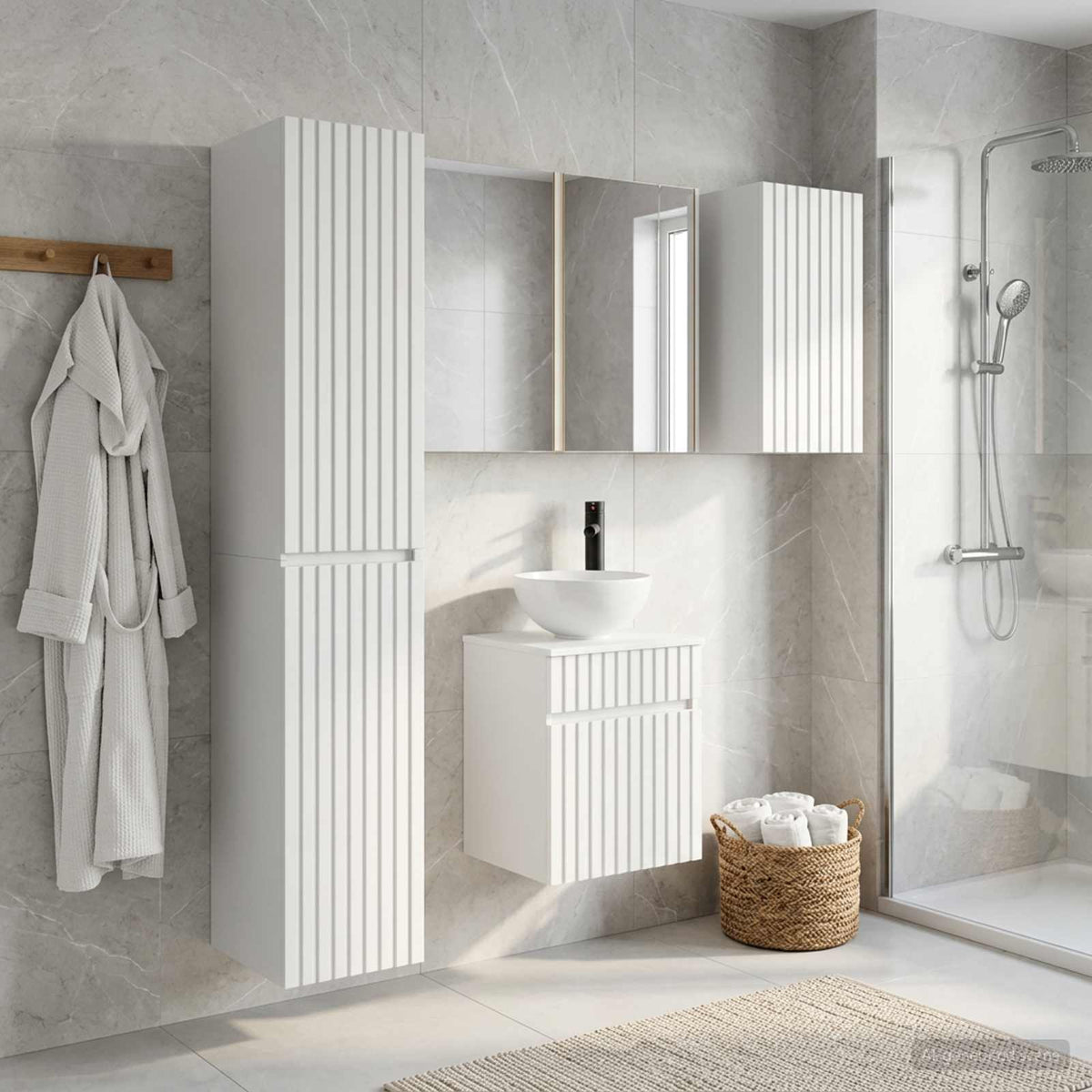 Bathroom Cabinet Set 5 pcs White Engineered Wood