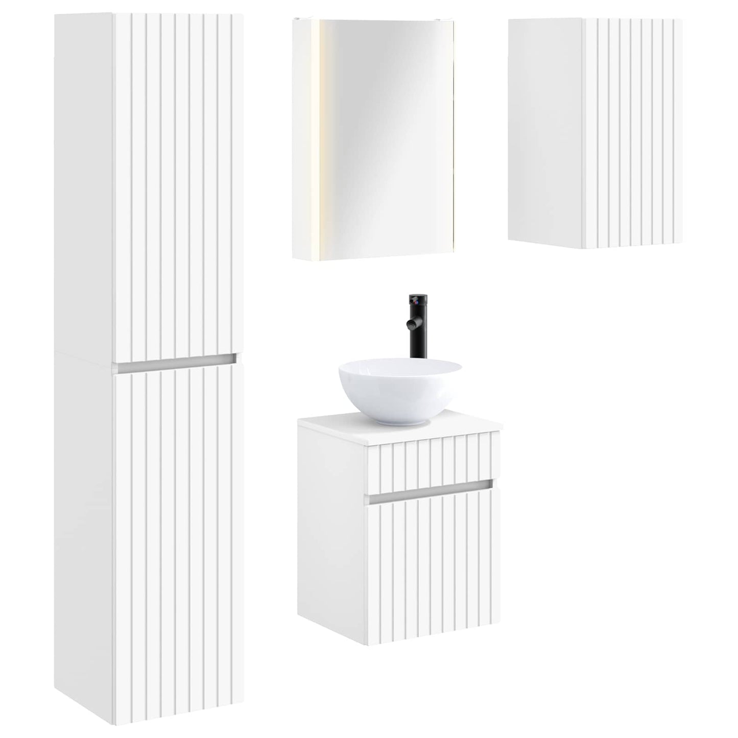 Bathroom Cabinet Set 5 pcs White 43 x 11.5 x 60.5 cm