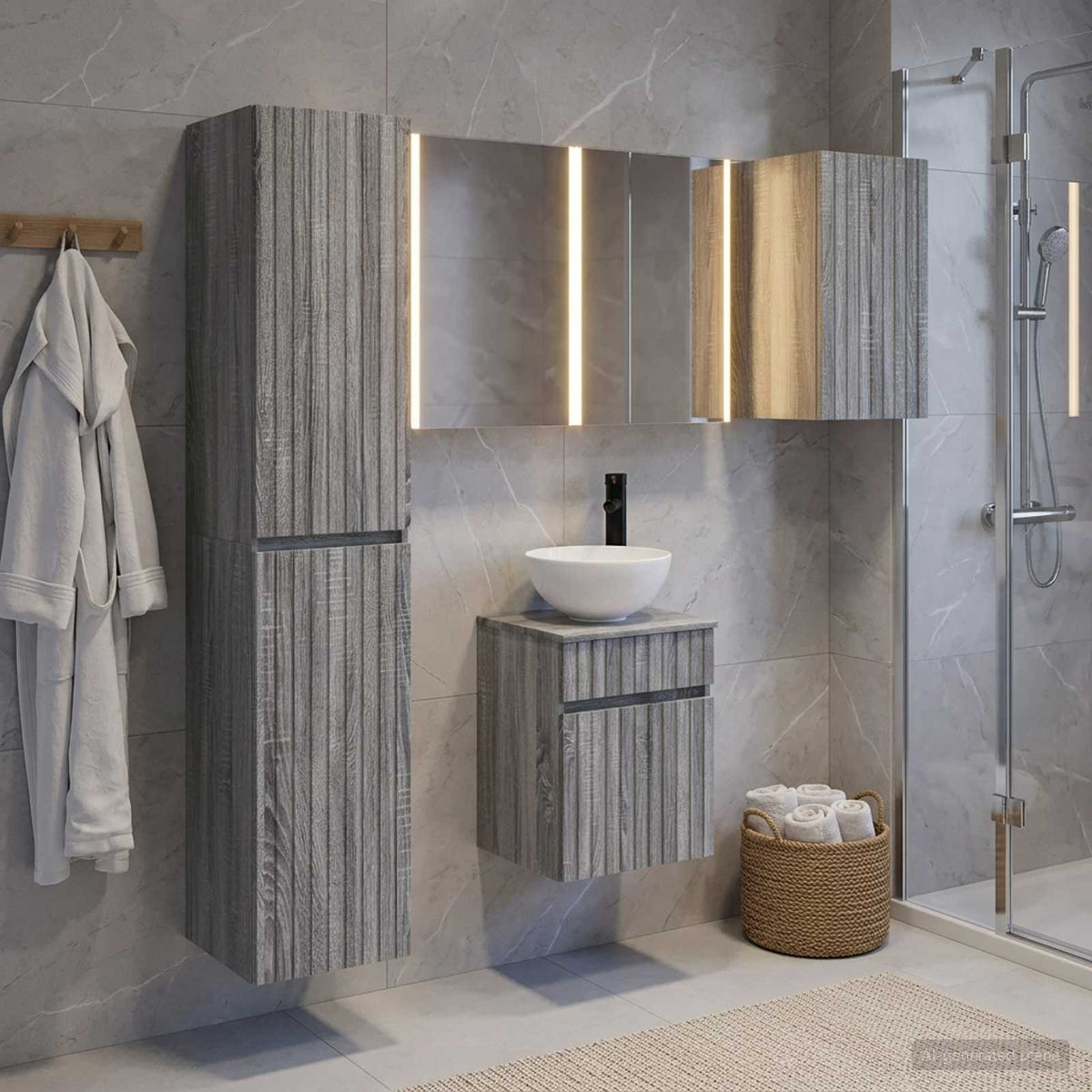 Bathroom Cabinet Set 5 pcs Grey Sonoma Engineered Wood