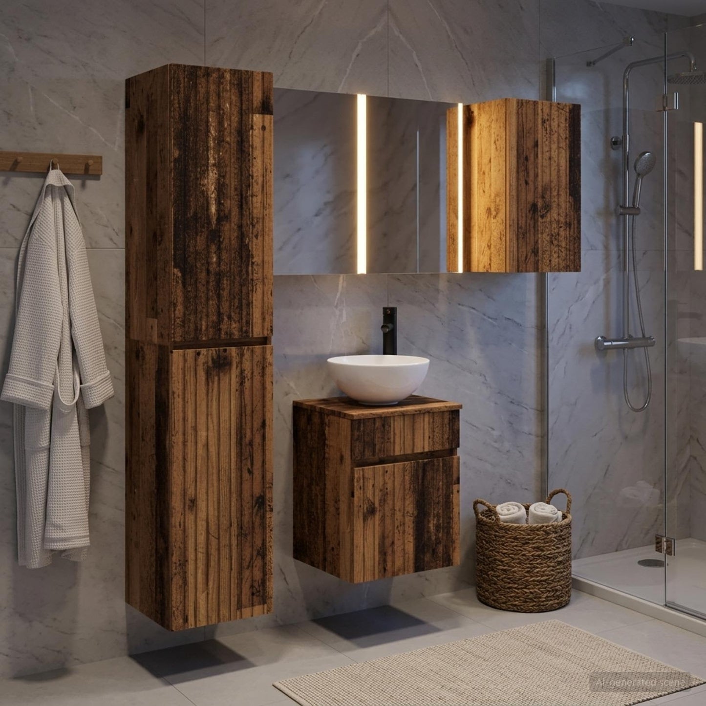 Bathroom Cabinet Set 5 pcs Old Wood Engineered Wood