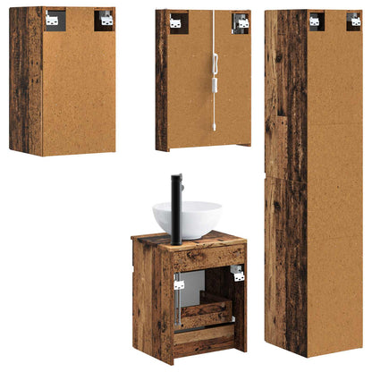 Bathroom Cabinet Set 5 pcs Old Wood 43 x 11.5 x 60.5 cm