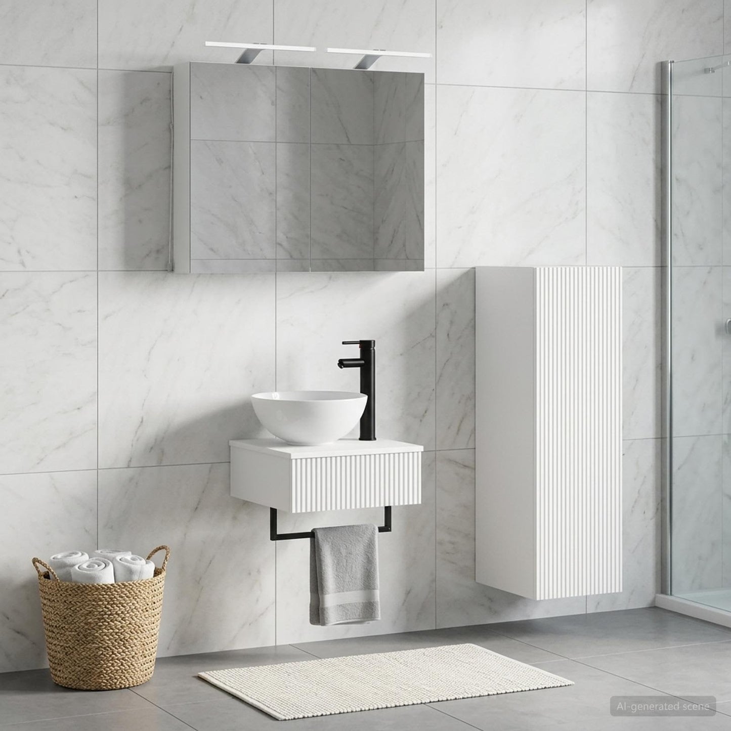 Bathroom Cabinet Set 4 pcs White Engineered Wood