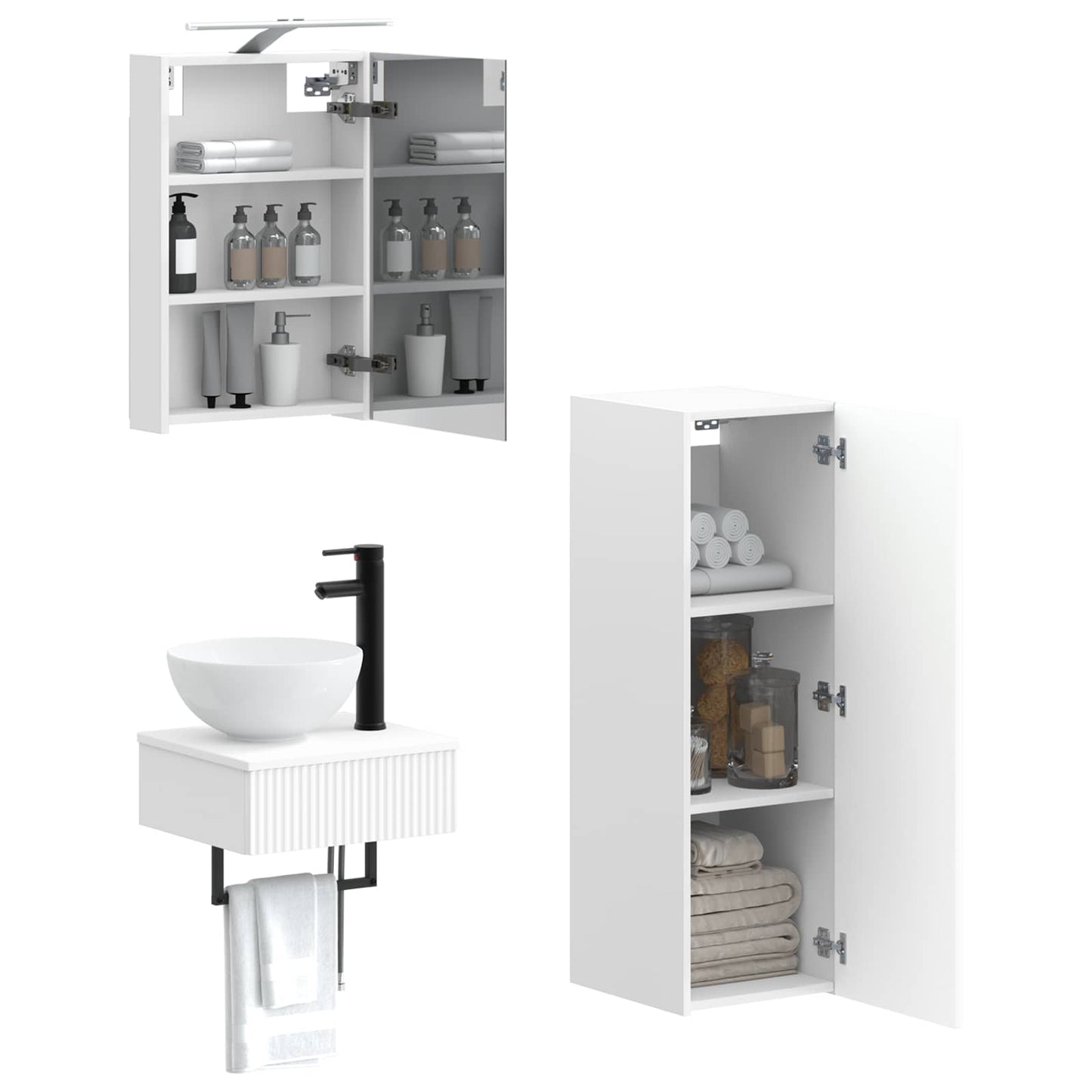 Bathroom Cabinet Set 4 pcs White 40 x 10.5 x 60.5 cm