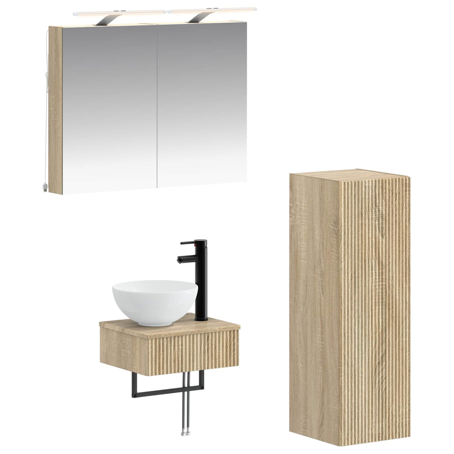 Bathroom Cabinet Set 4 pcs Sonoma Oak Engineered Wood