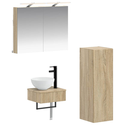 Bathroom Cabinet Set 4 pcs Sonoma Oak Engineered Wood