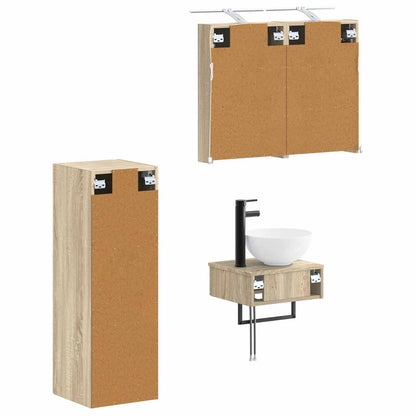 Bathroom Cabinet Set 4 pcs Sonoma Oak Engineered Wood