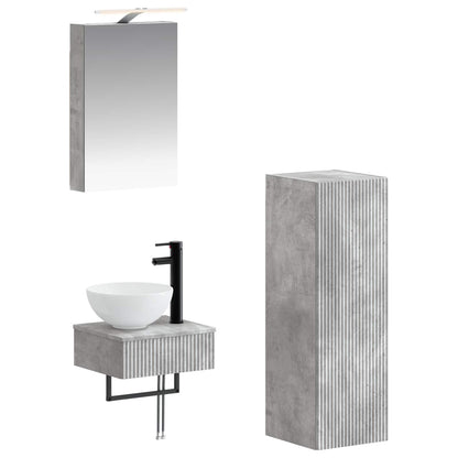 Bathroom Cabinet Set 4 pcs Concrete Grey 40 x 10.5 x 60.5 cm