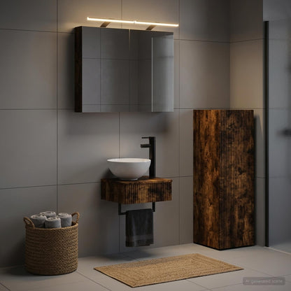 Bathroom Cabinet Set 4 pcs Smoked Oak Engineered Wood