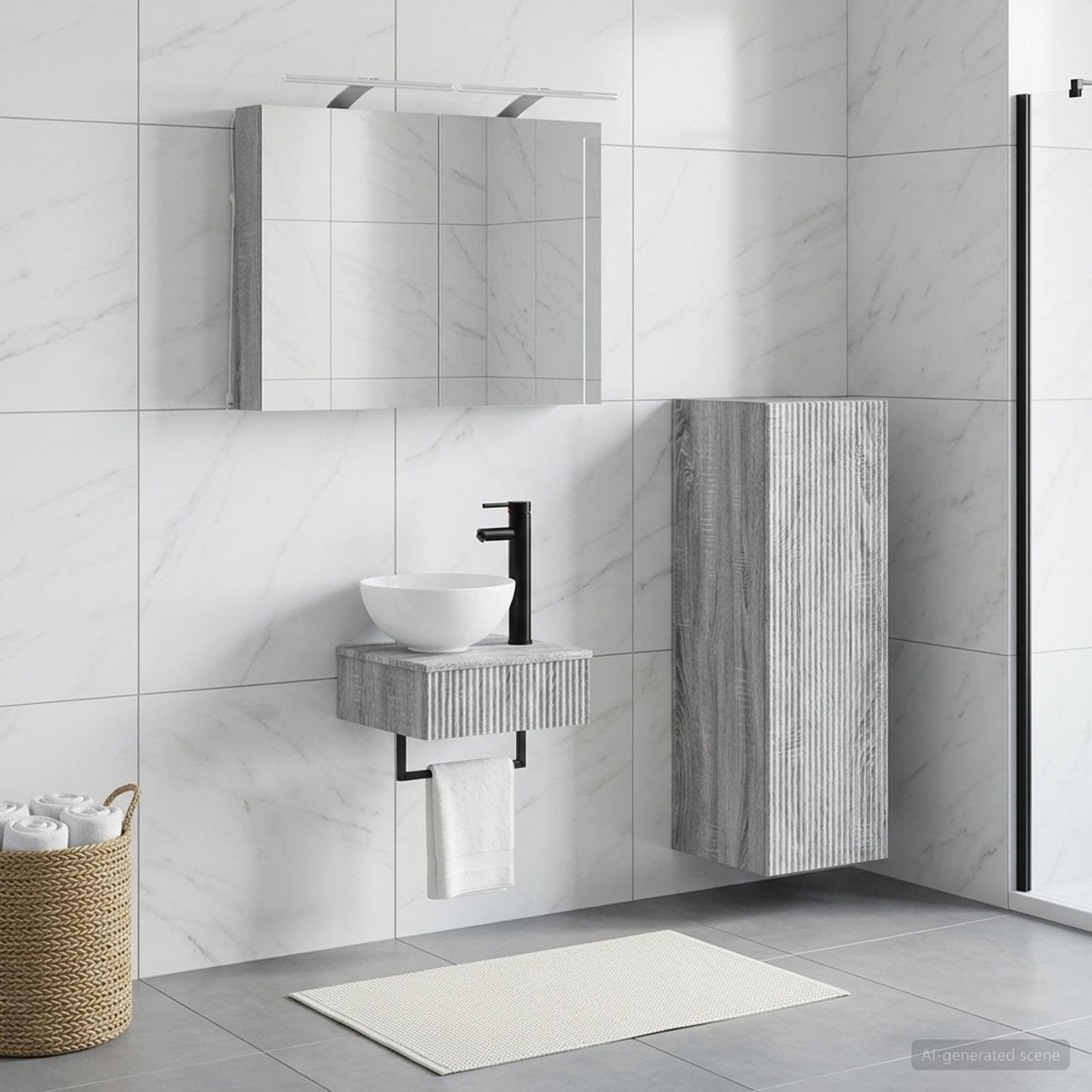 Bathroom Cabinet Set 4 pcs Grey Sonoma Engineered Wood
