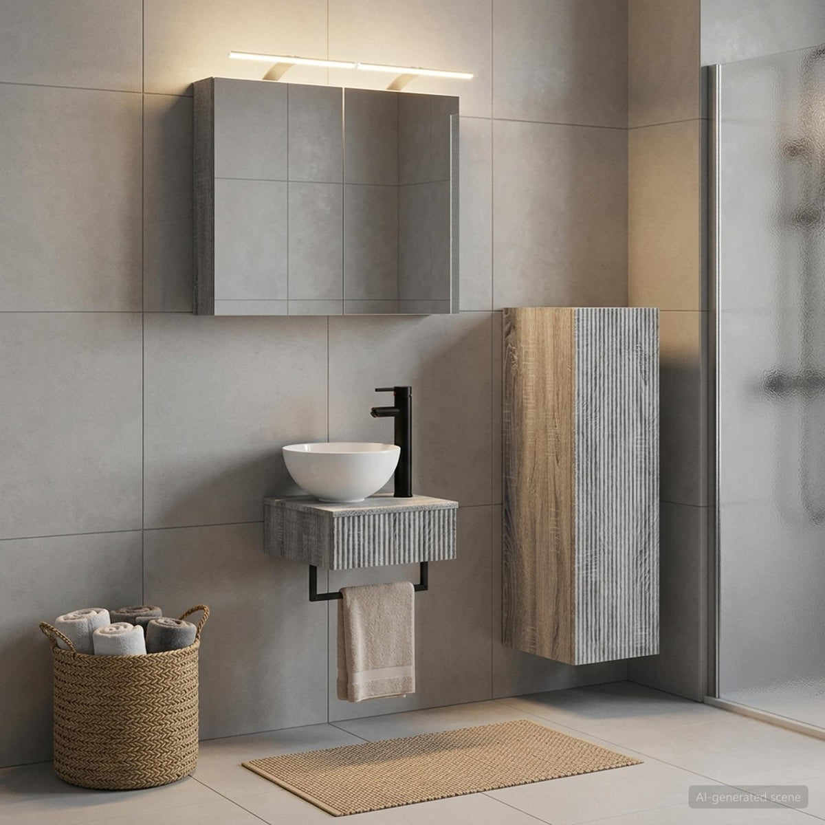 Bathroom Cabinet Set 4 pcs Grey Sonoma Engineered Wood