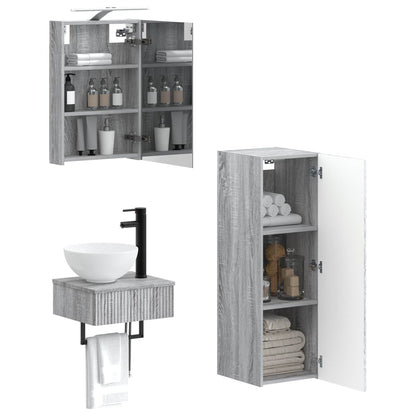 Bathroom Cabinet Set 4 pcs Grey Sonoma 40 x 10.5 x 60.5 cm