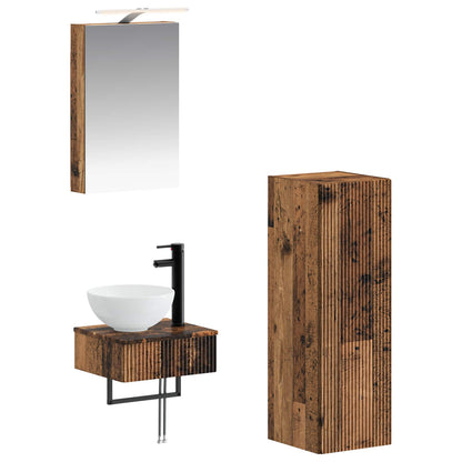 Bathroom Cabinet Set 4 pcs Old Wood 40 x 10.5 x 60.5 cm