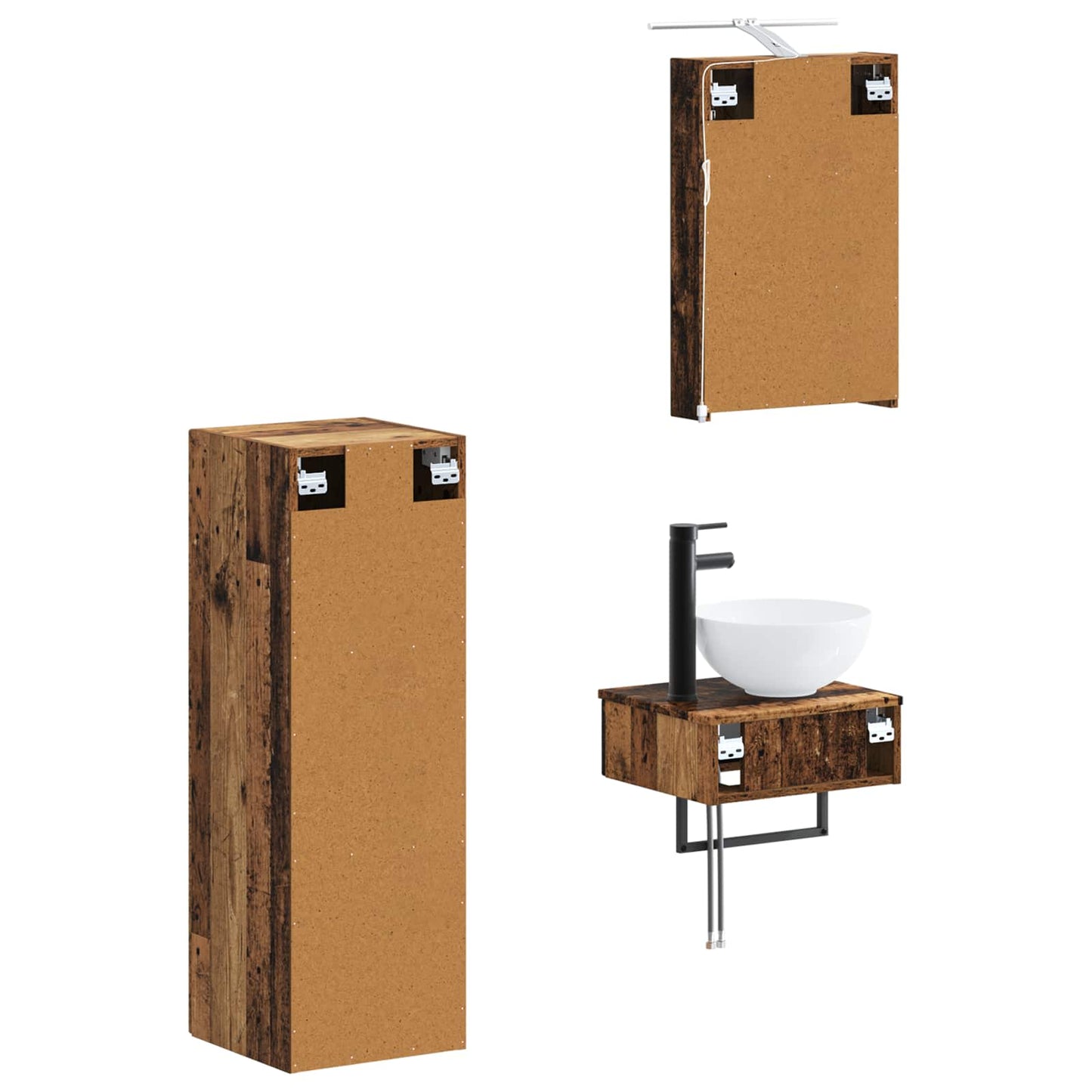 Bathroom Cabinet Set 4 pcs Old Wood 40 x 10.5 x 60.5 cm
