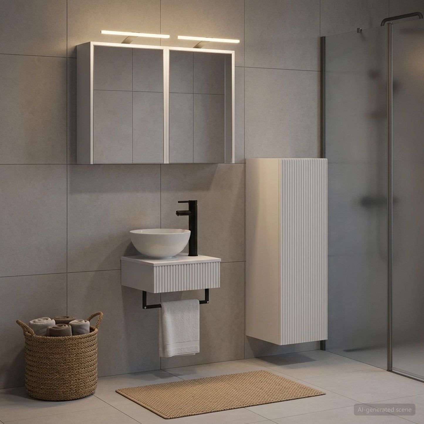 Bathroom Cabinet Set 4 pcs White Engineered Wood