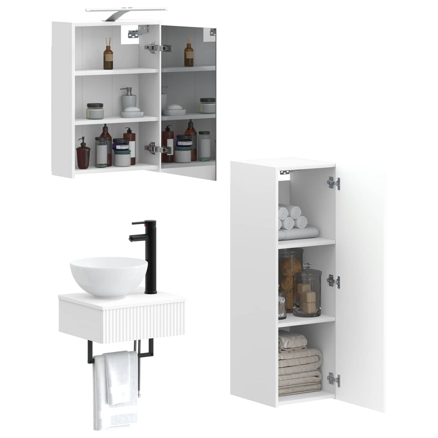 Bathroom Cabinet Set 4 pcs White 43 x 16 x 62.5 cm