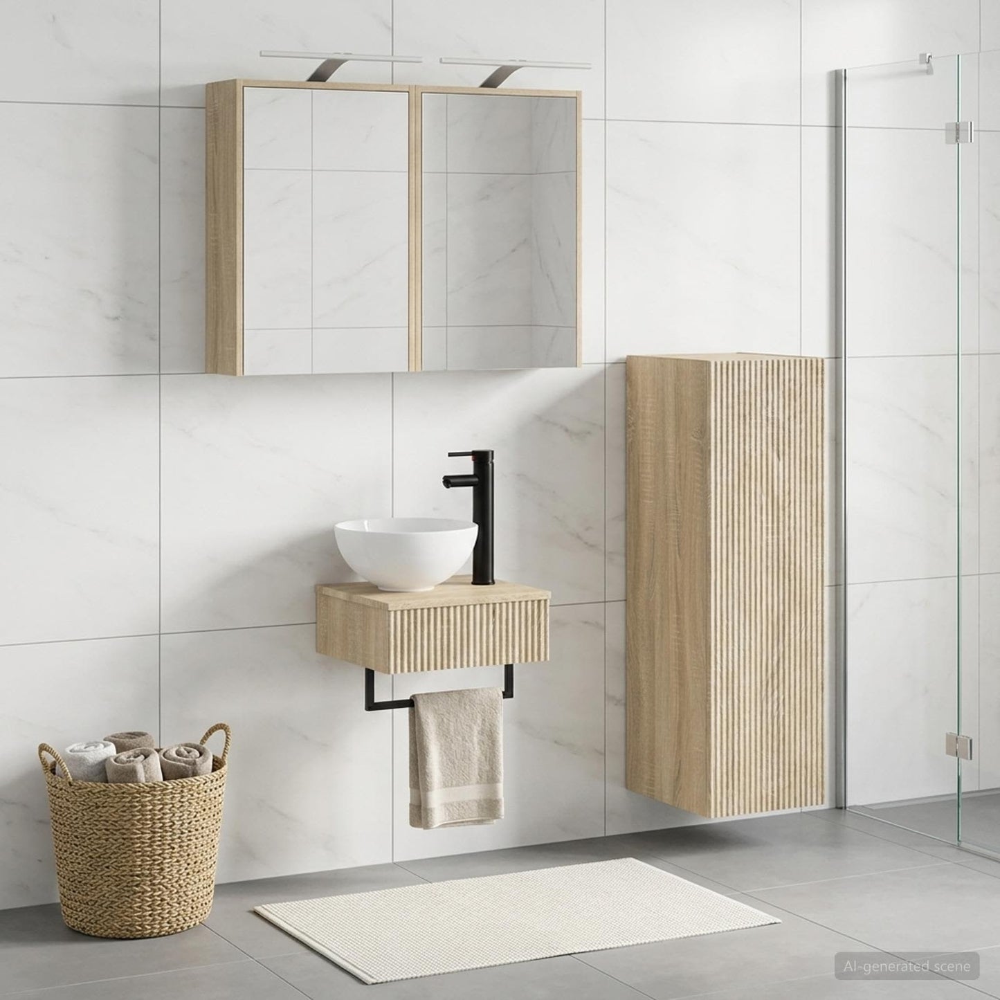 Bathroom Cabinet Set 4 pcs Sonoma Oak Engineered Wood