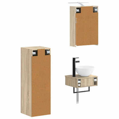 Bathroom Cabinet Set 4 pcs Sonoma Oak 43 x 16 x 62.5 cm