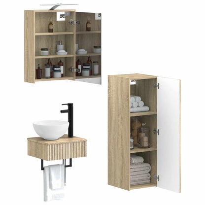Bathroom Cabinet Set 4 pcs Sonoma Oak 43 x 16 x 62.5 cm