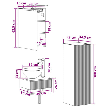 Bathroom Cabinet Set 4 pcs Sonoma Oak 43 x 16 x 62.5 cm