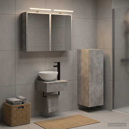 Bathroom Cabinet Set 4 pcs Concrete Grey Engineered Wood