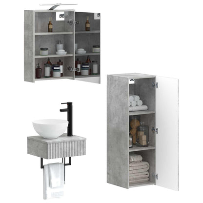 Bathroom Cabinet Set 4 pcs Concrete Grey 43 x 16 x 62.5 cm