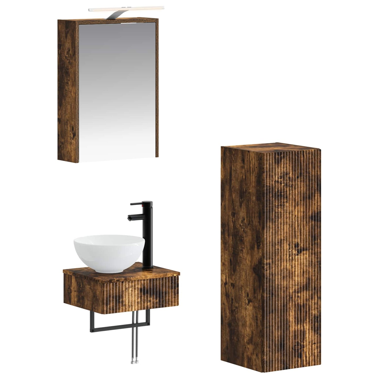 Bathroom Cabinet Set 4 pcs Smoked Oak 43 x 16 x 62.5 cm