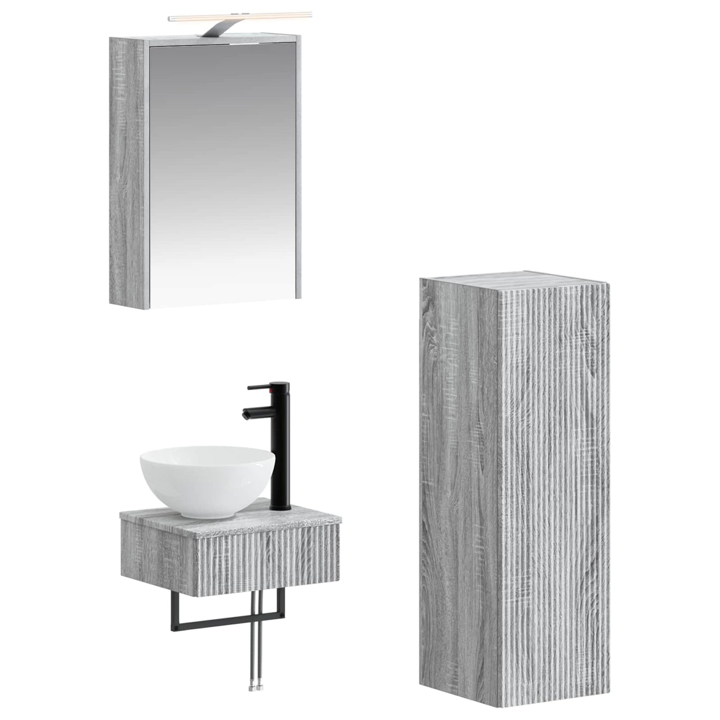 Bathroom Cabinet Set 4 pcs Grey Sonoma 43 x 16 x 62.5 cm