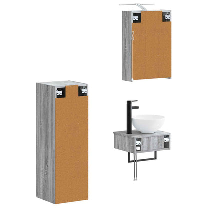 Bathroom Cabinet Set 4 pcs Grey Sonoma 43 x 16 x 62.5 cm