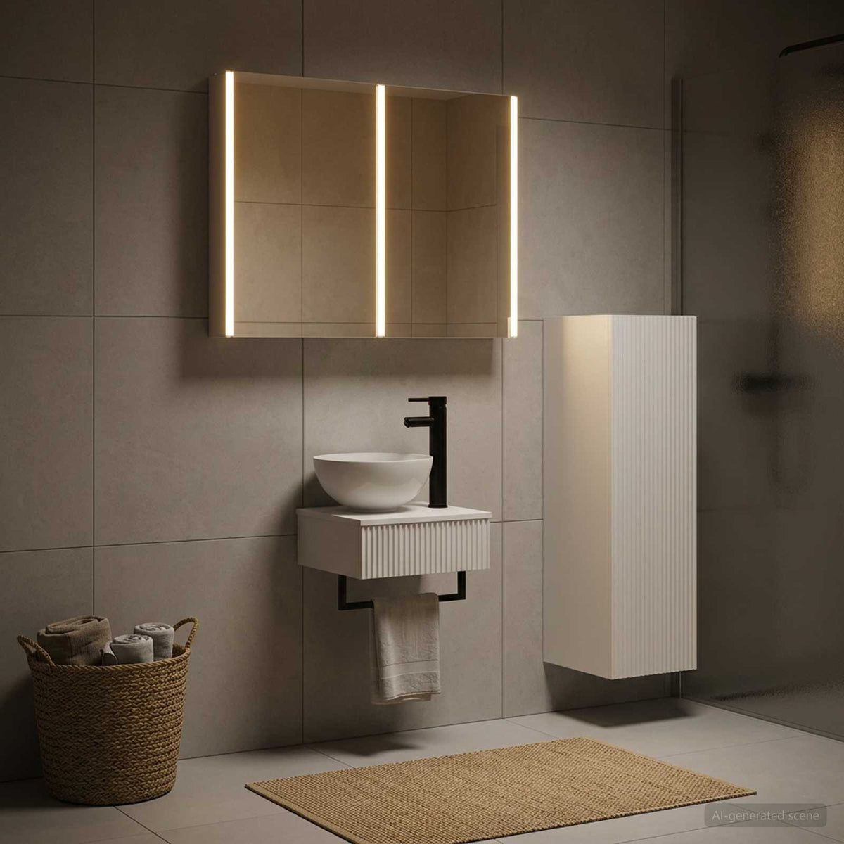 Bathroom Cabinet Set 4 pcs White Engineered Wood