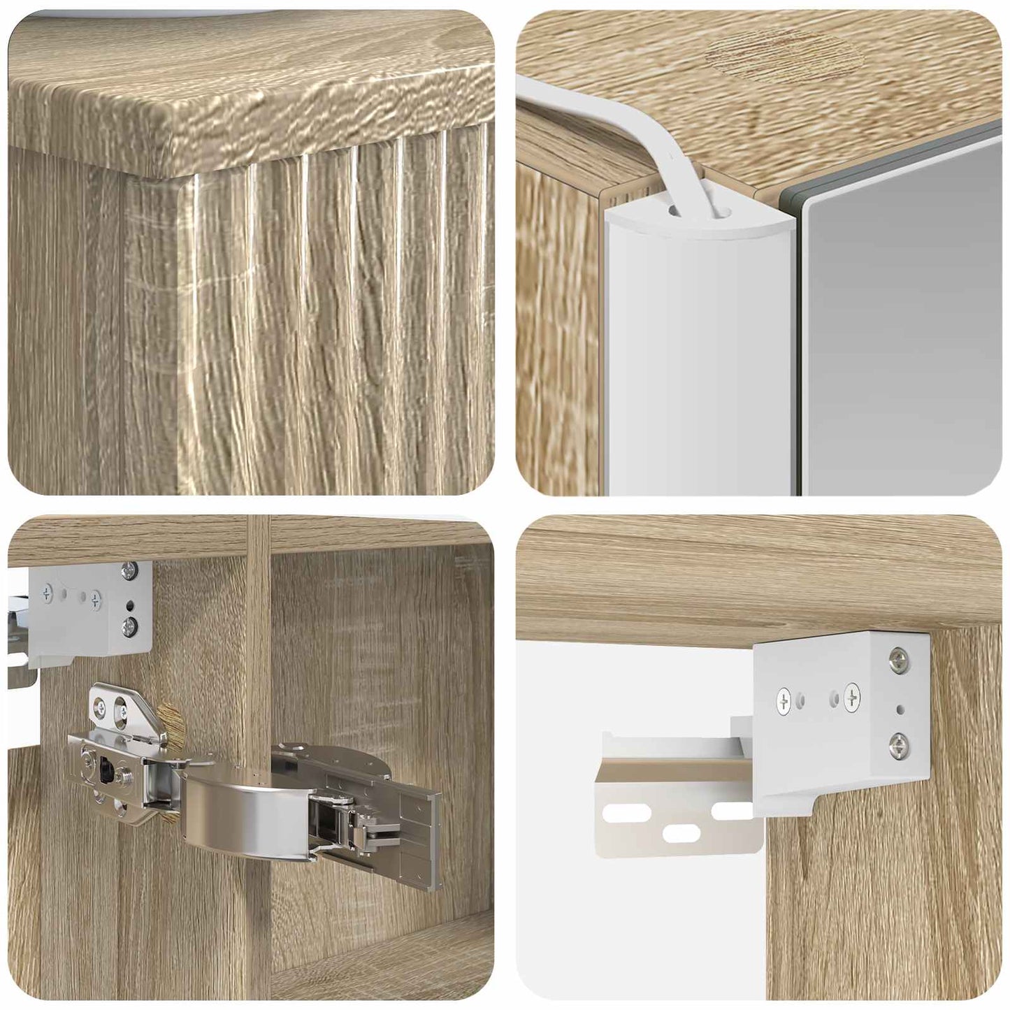 Bathroom Cabinet Set 4 pcs Sonoma Oak Engineered Wood