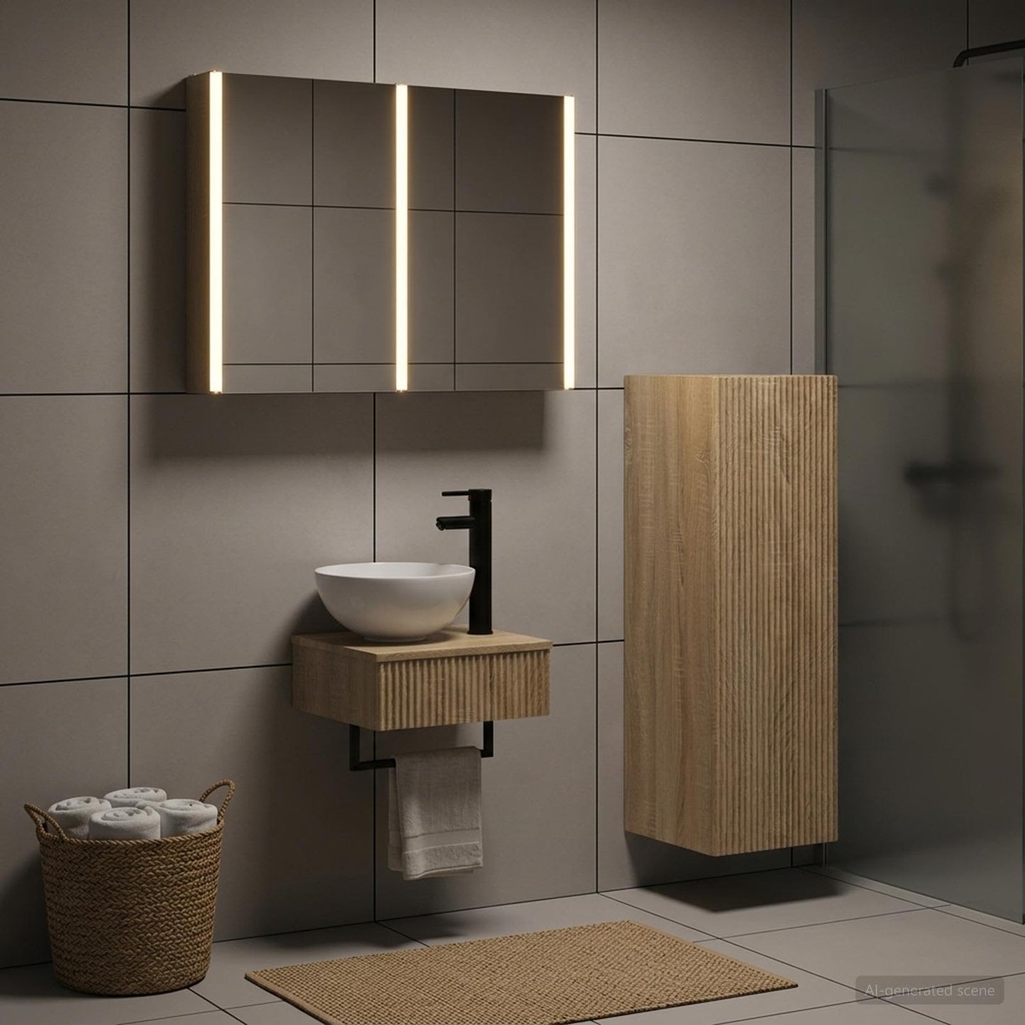 Bathroom Cabinet Set 4 pcs Sonoma Oak Engineered Wood