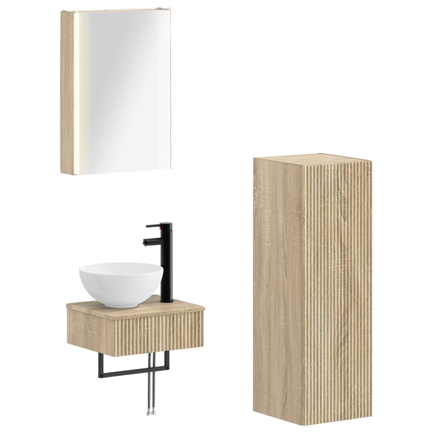 Bathroom Cabinet Set 4 pcs Sonoma Oak 43 x 11.5 x 60.5 cm