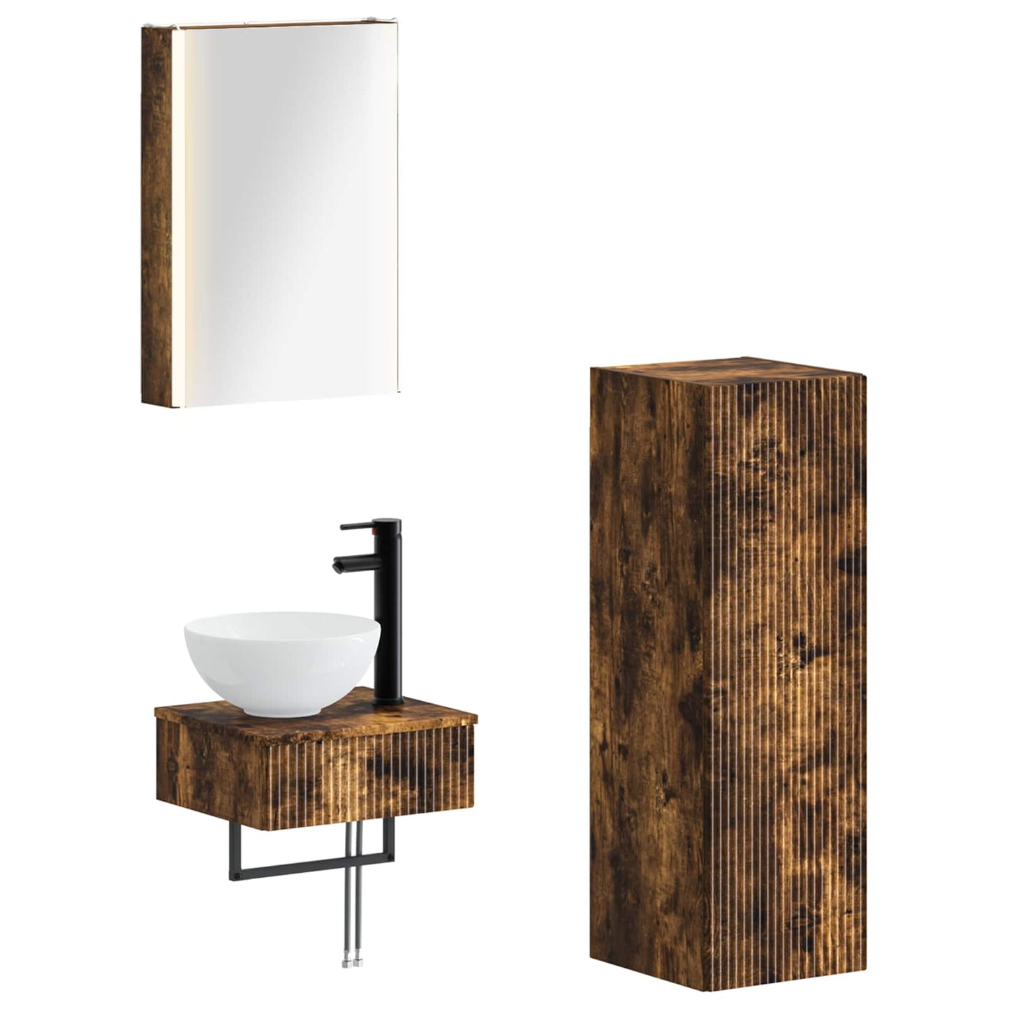 Bathroom Cabinet Set 4 pcs Smoked Oak 43 x 11.5 x 60.5 cm