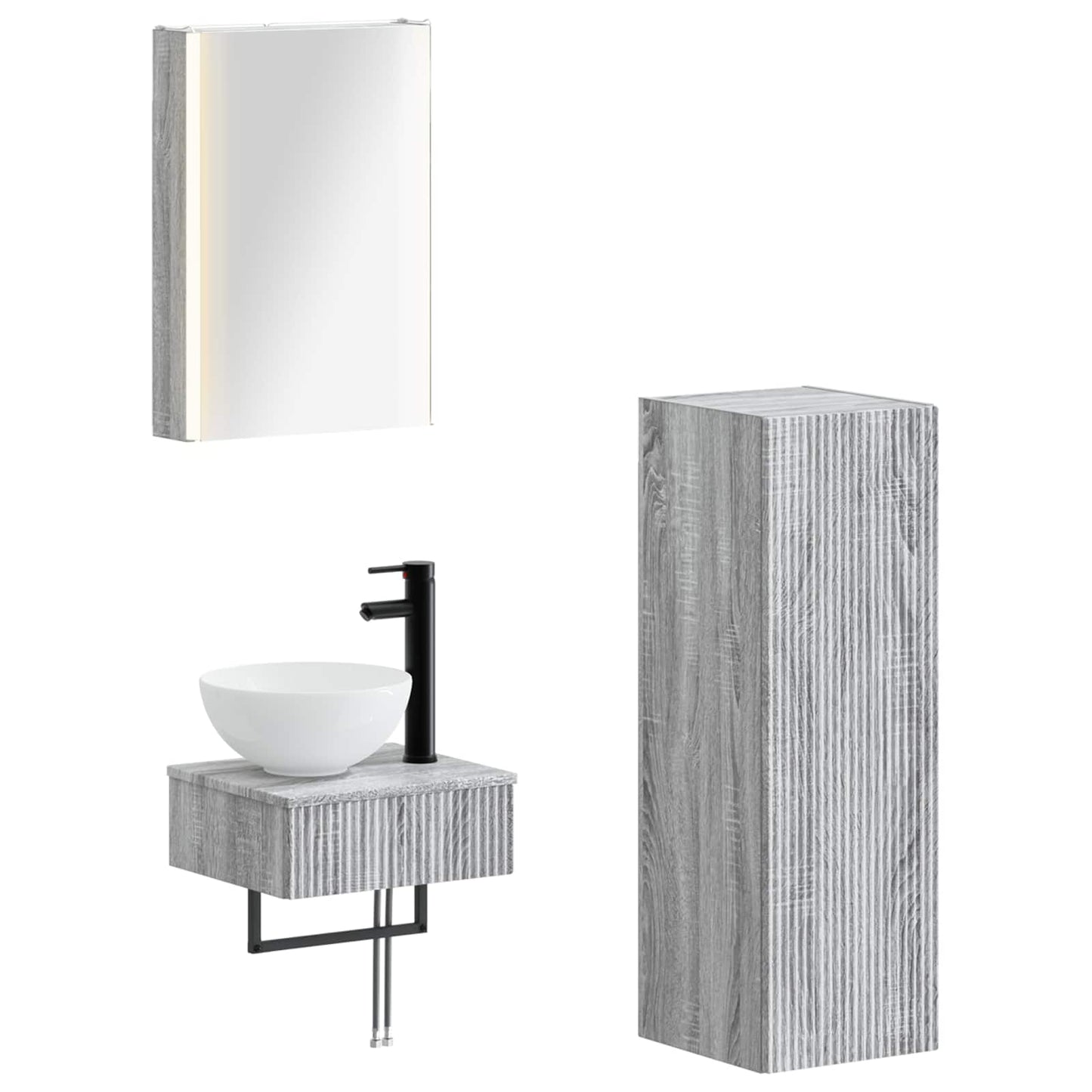Bathroom Cabinet Set 4 pcs Grey Sonoma 43 x 11.5 x 60.5 cm