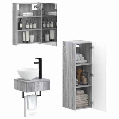 Bathroom Cabinet Set 4 pcs Grey Sonoma 43 x 11.5 x 60.5 cm