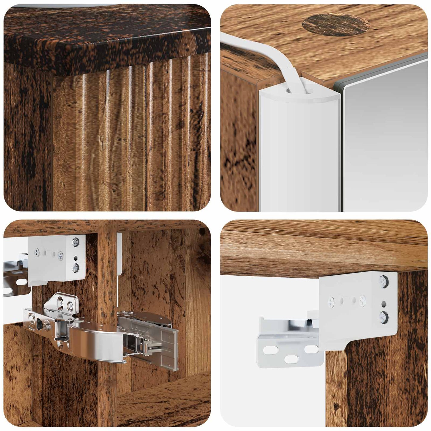 Bathroom Cabinet Set 4 pcs Old Wood Engineered Wood