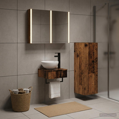 Bathroom Cabinet Set 4 pcs Old Wood Engineered Wood