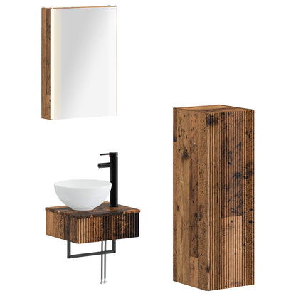Bathroom Cabinet Set 4 pcs Old Wood 43 x 11.5 x 60.5 cm