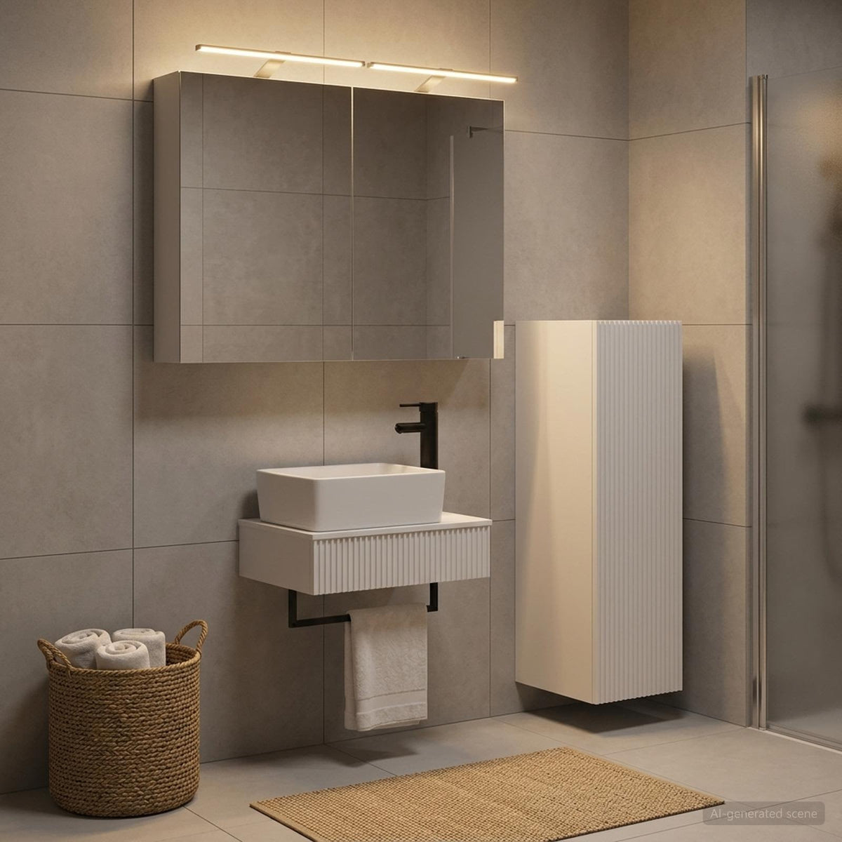 Bathroom Cabinet Set 4 pcs White Engineered Wood