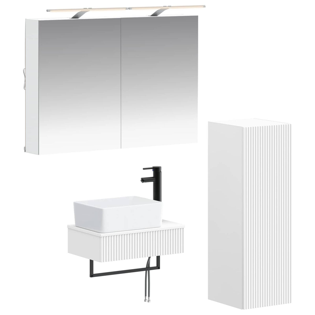 Bathroom Cabinet Set 4 pcs White Engineered Wood