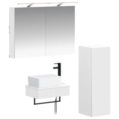 Bathroom Cabinet Set 4 pcs White Engineered Wood