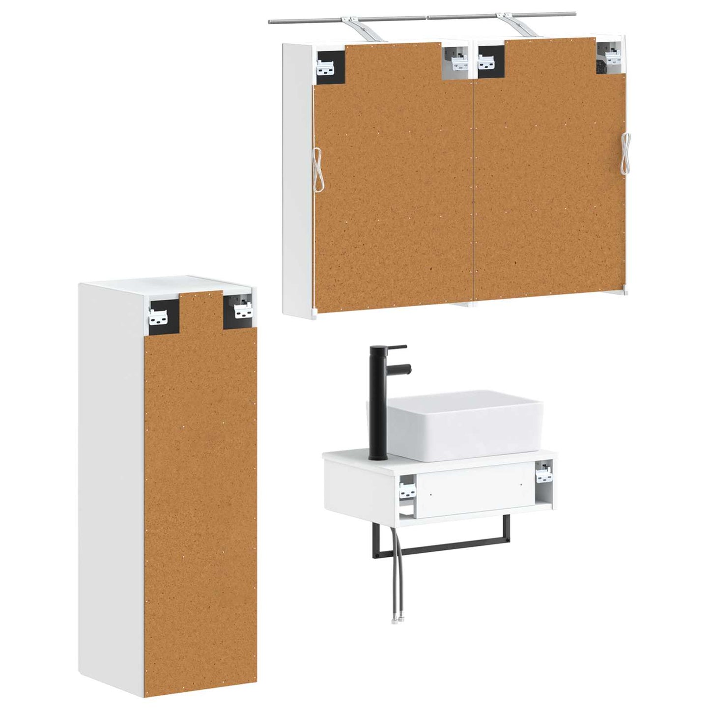 Bathroom Cabinet Set 4 pcs White Engineered Wood