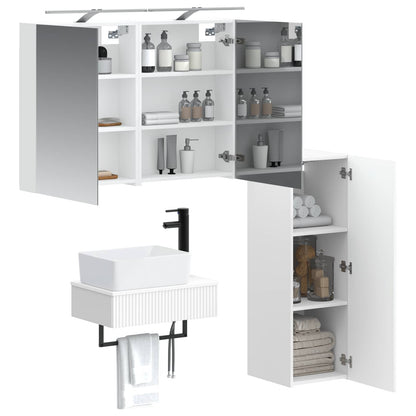Bathroom Cabinet Set 4 pcs White Engineered Wood